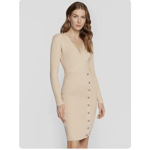 Guess Es Alexandra Button Trim Sweater Dress Size XXS - Picture 1 of 9